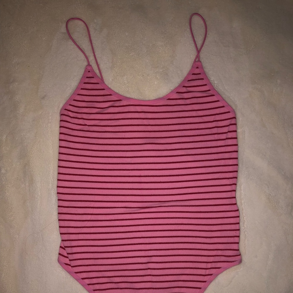 Hot pink striped bodysuit NWOT never worn